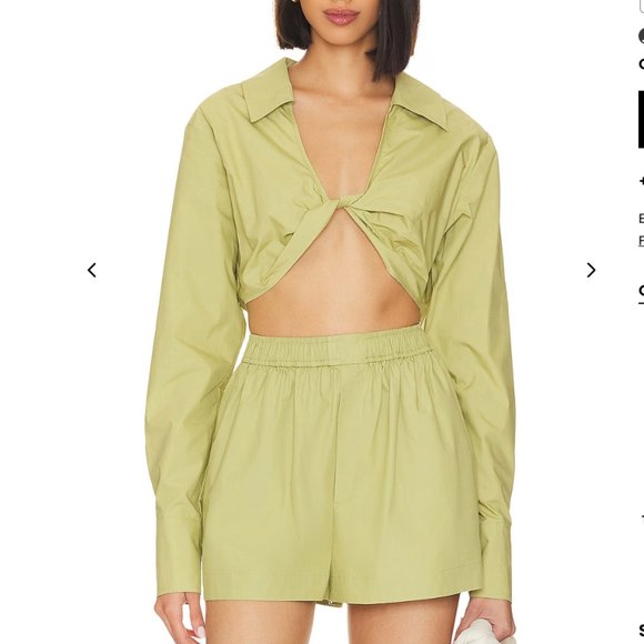 Brand New L' Academie Tereza Poplin Crop Top & Boxer Shorts Set - Picture 1 of 6